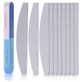11pcs Double Sided Emery Board Stainless Steel Nail Files