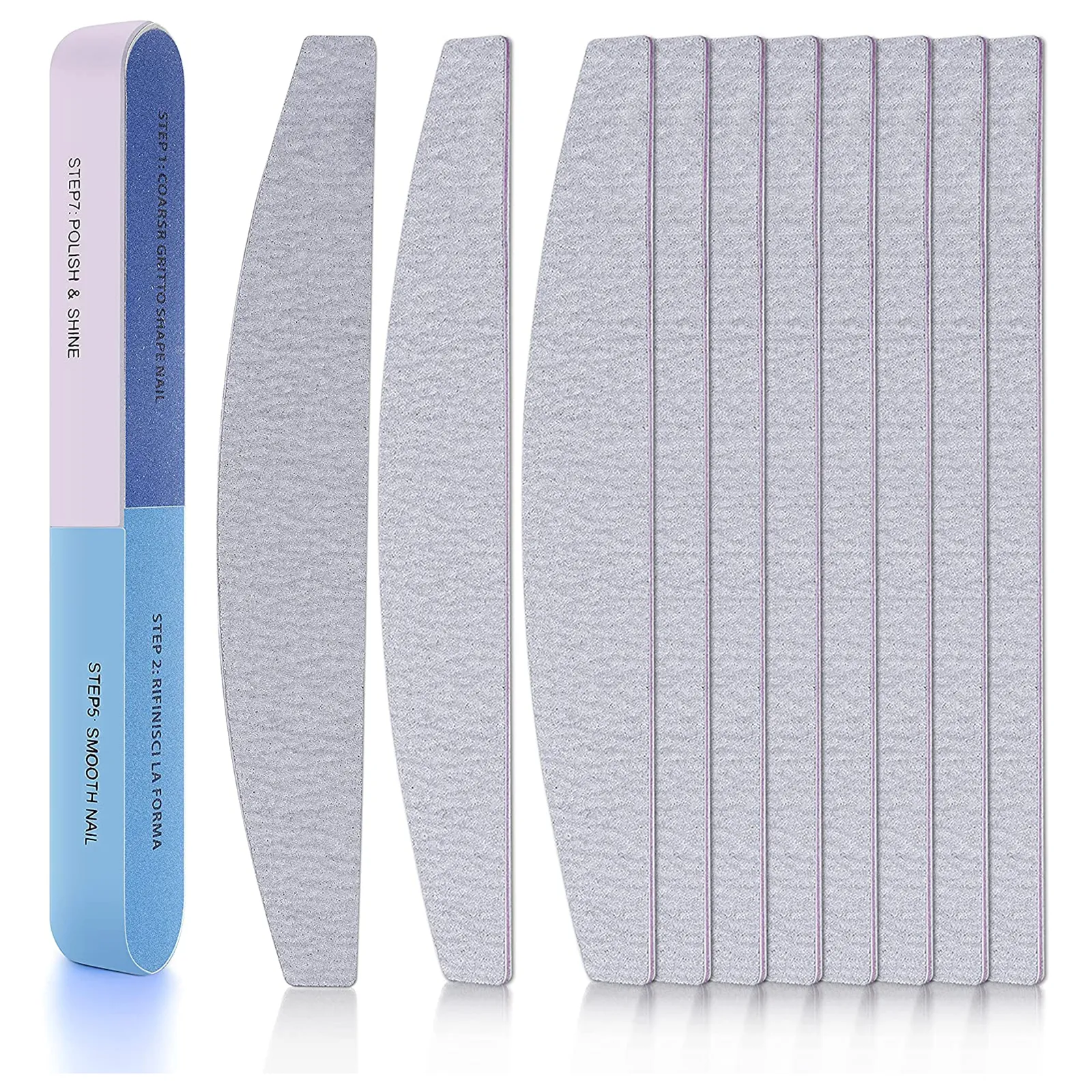 11pcs Double Sided Emery Board Stainless Steel Nail Files