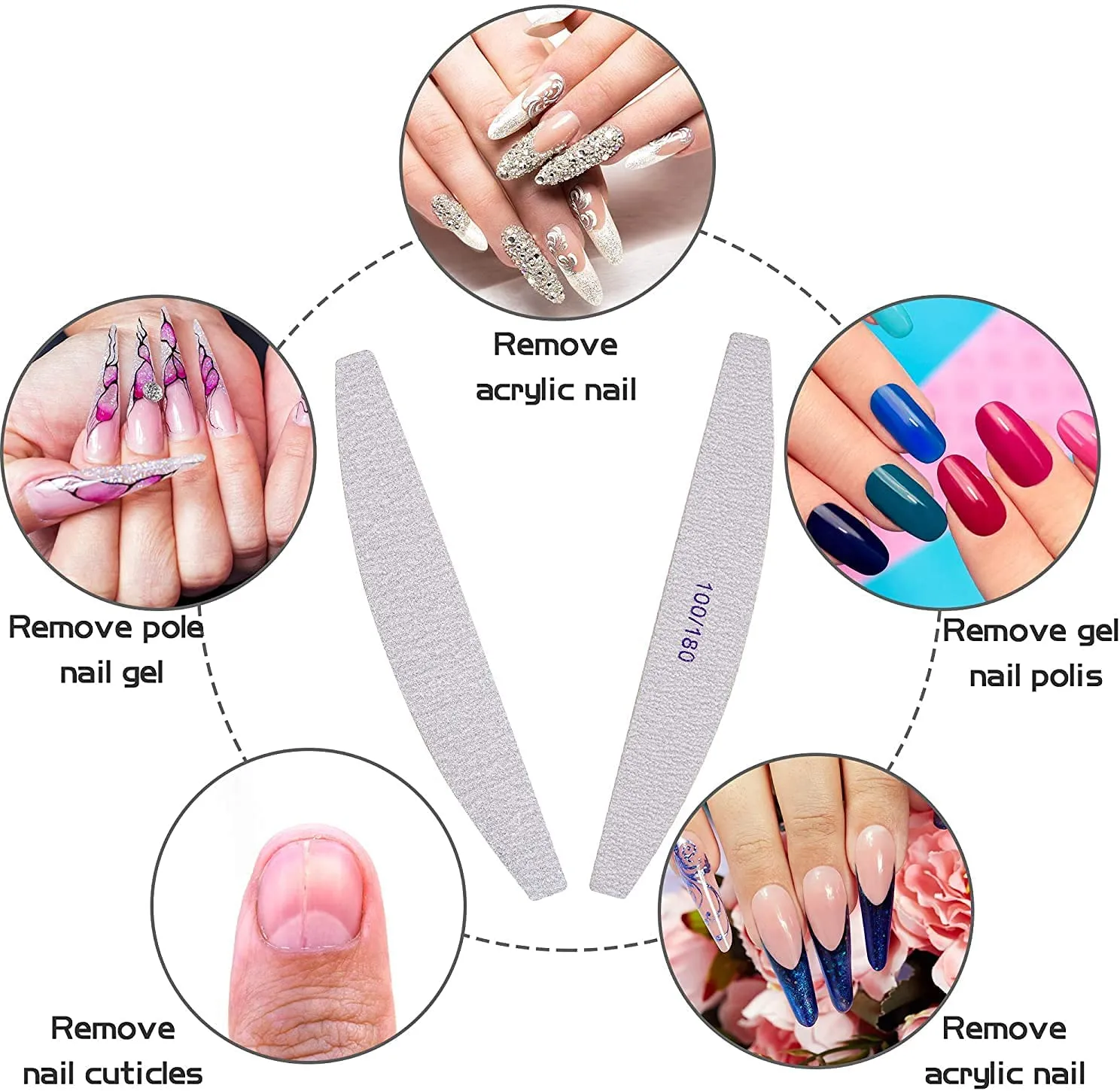 11pcs Double Sided Emery Board Stainless Steel Nail Files