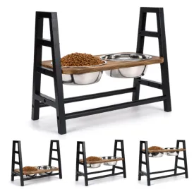 3 Heights 3.9in 8in 12.8in with 2 Stainless Steel Food Water Bowls