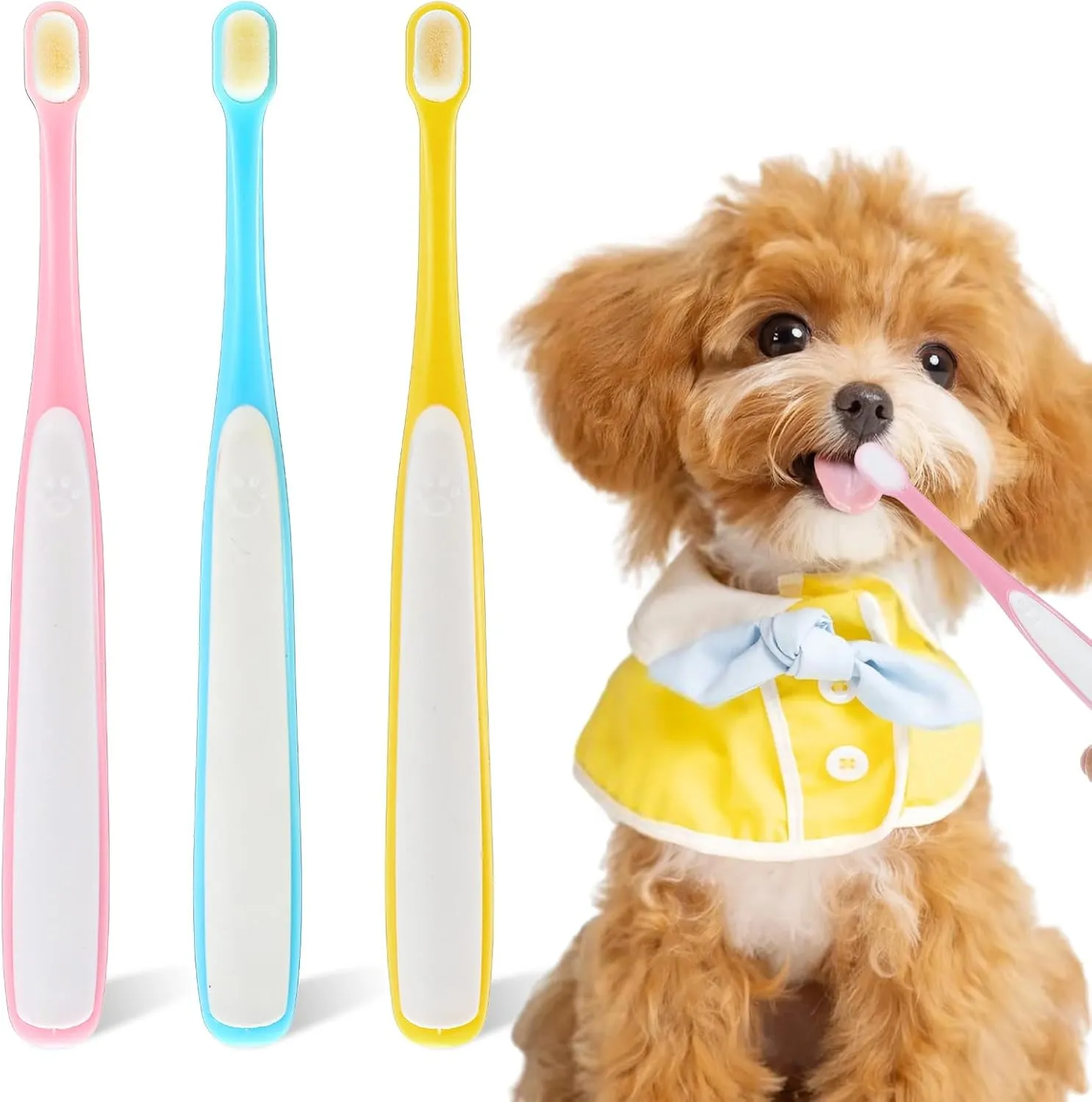 3 Pack Small Dog Toothbrush, Small Breed Cat Toothbrushes for Cat & Puppy, Utral Soft Bristles Deep Cleaning Mini Head Tooth Brush for Tiny Puppy Kitty