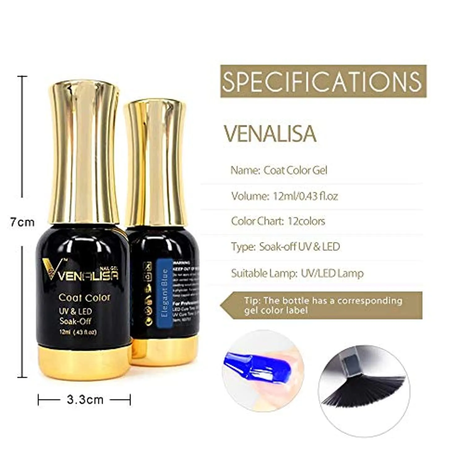 3 PCS 12ML Deep Pearly Blue Gel Nail Polish Kit with Base and Top Coat - Color Gel Nail Polish Set Soak Off UV LED Nail Art Manicure Salon