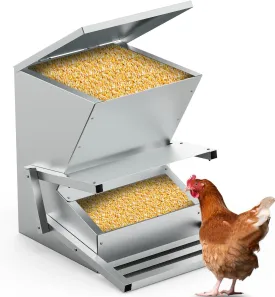 40lb Automatic Metal Treadle Feeder, Sturdy Galvanized Steel Poultry Feeders, Automatic Chicken Feeder, Suitable for Chicken, Geese, Ducks, Turkeys and Quails