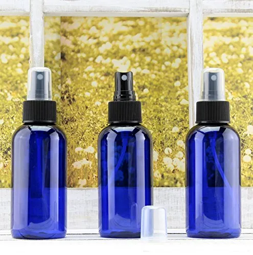 4oz Blue Plastic PET Fine Mist Spray Bottles (12-Pack w/Black Sprayers); Labels Included