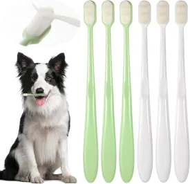 6 Pack Tooth Brush for Dog, Dog Toothbrush Kit, Cat Teeth Cleaning, Ultra-Soft Bristles Dogs Cats Tooth Brush, Dental Care for Small to Large Pets, Easy Teeth Cleaning Kit (3 Green, 3 White)