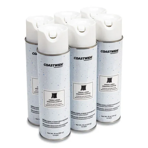 Air Freshener Aerosol, Fresh Linen, 10 Oz Aerosol Spray, 6/carton