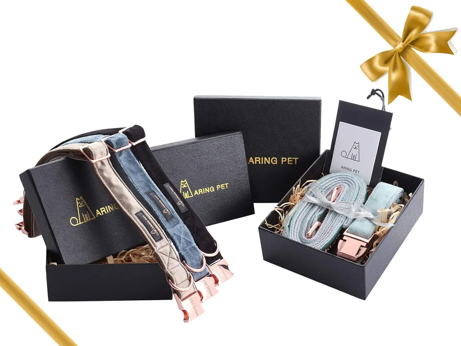 ARING PET Dog Collar and Leash, Velvet Dog Collar and Leash Set, Soft & Comfy, Adjustable Collars for Dogs
