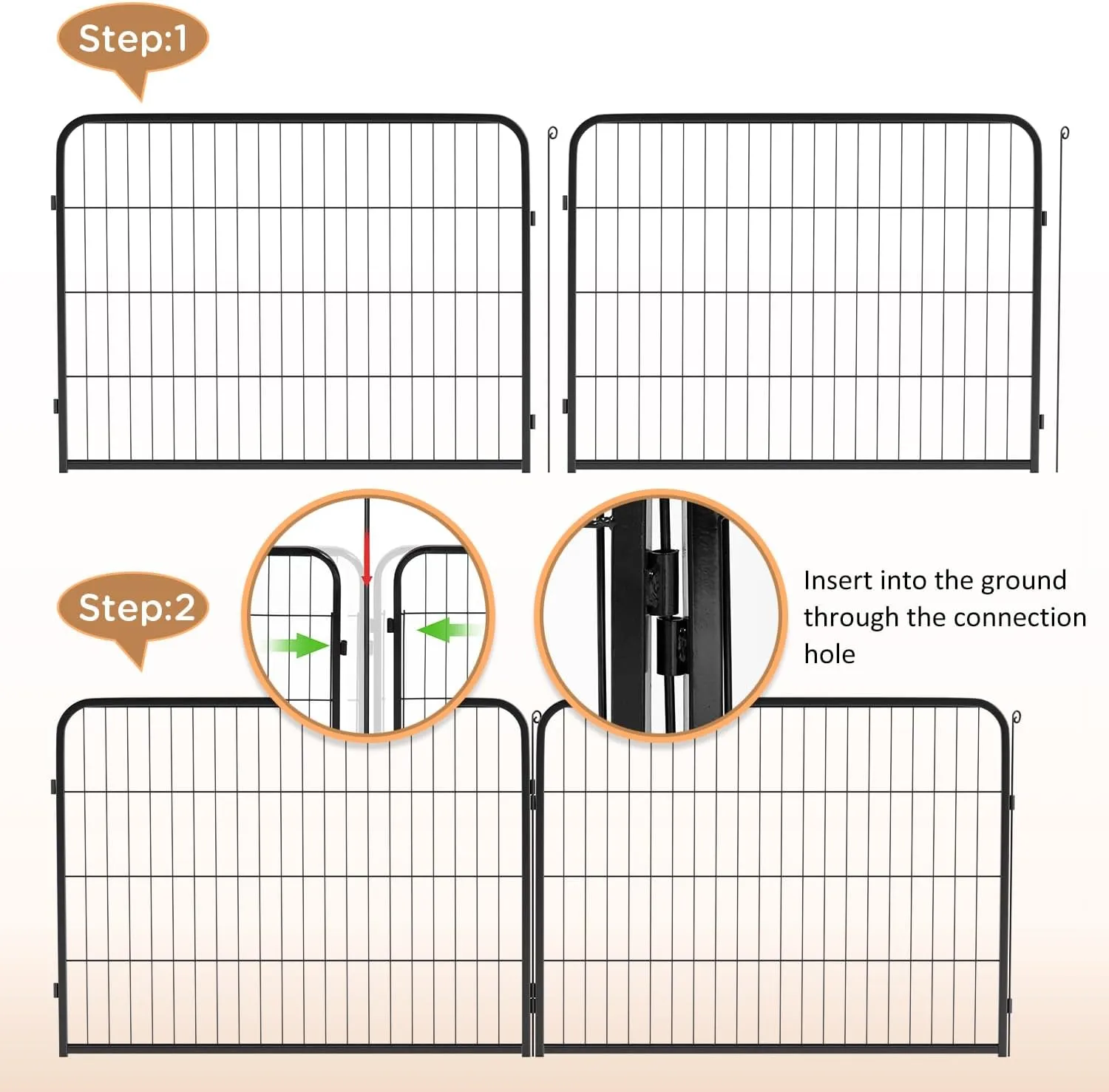 BestPet Dog Playpen Indoor 40 inch 6 Panels Metal Dog Pen Pet Dog Fence Outdoor Exercise Pen with Doors,Pet Puppy Playpen for RV Camping Yard, Black