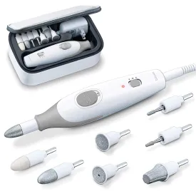 Beurer Professional Nail Drill Kit for Manicure Pedicure - Electric Nail File Set with 7 Attachments - Nail Care Tool with 2 Speeds - All in One Trimmer Nail Grinder, MP32