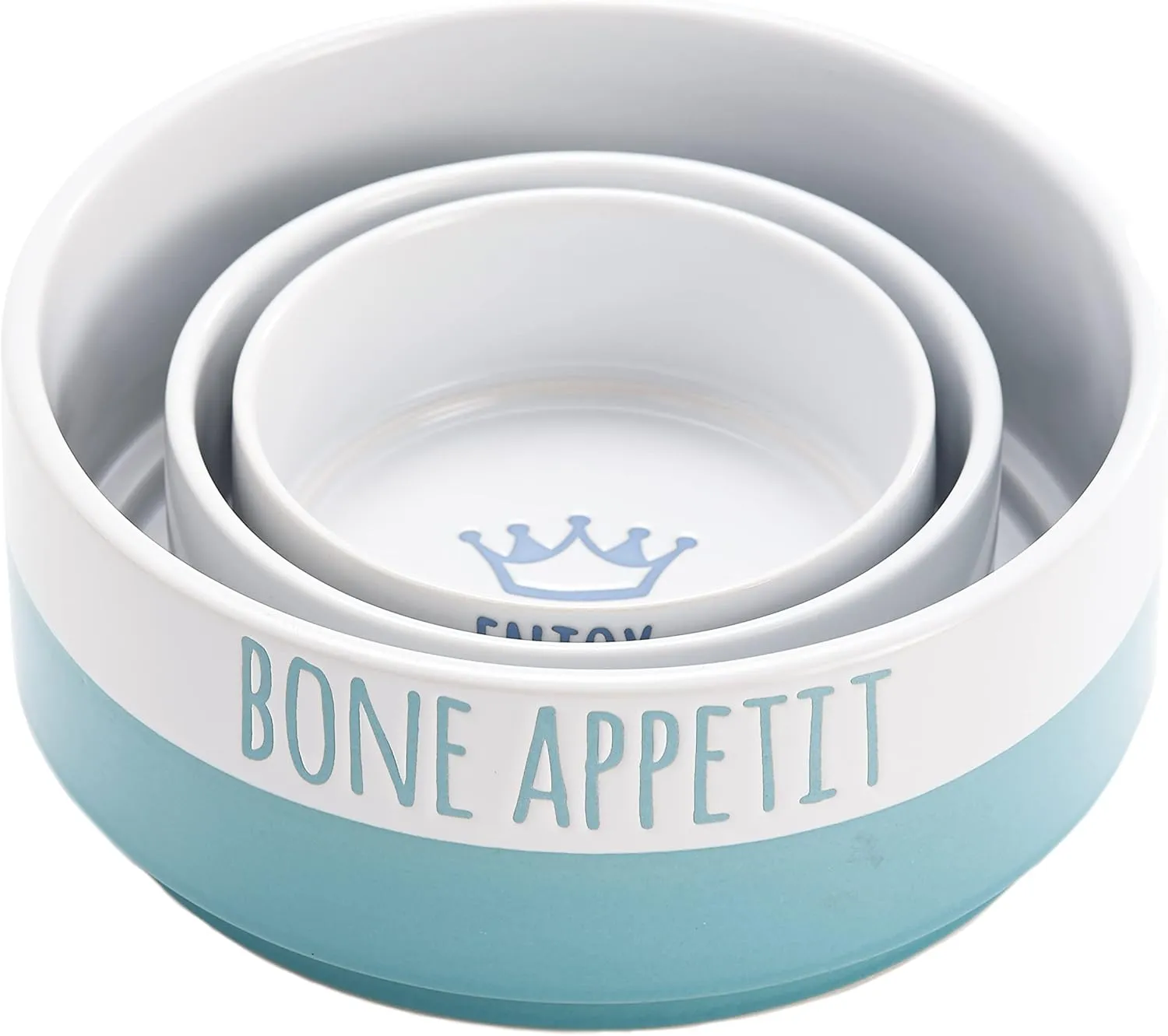 Bico Minimalistic Bone Appetit Ceramic 76oz Pet Bowl, for Large Size Dog, Puppy, Cat, Kitten, Durable and Dishwasher Safe Stoneware
