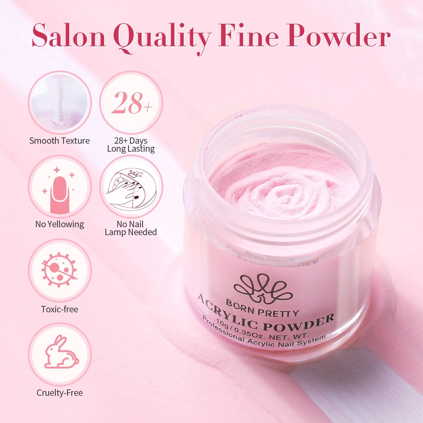BORN PRETTY Acrylic Nail Kit Acrylic Powder And Liquid Set Clear White Pink Acrylic Powder Starter Kit with Nail Forms for Acrylic Nails Extension Beginner set