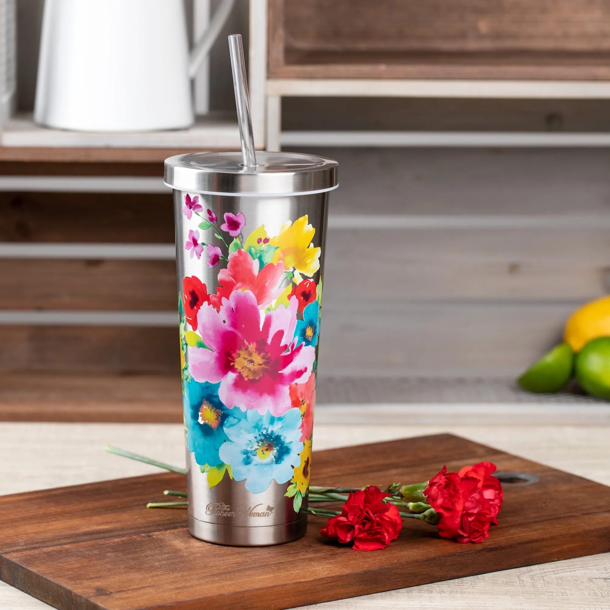 Breezy Floral 24-Ounce Double Wall Vacuum Insulated Stainless Steel Tumbler