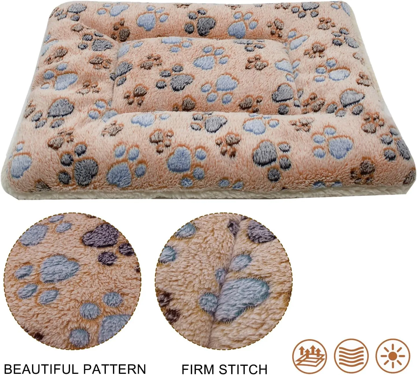 Cat Dog Bed Mat & Blanket, Reversible Pets Crate Pad Bed Mat and Ultra Soft Warm Fleece Calming Blanket for Small Puppy Kitty, Washable