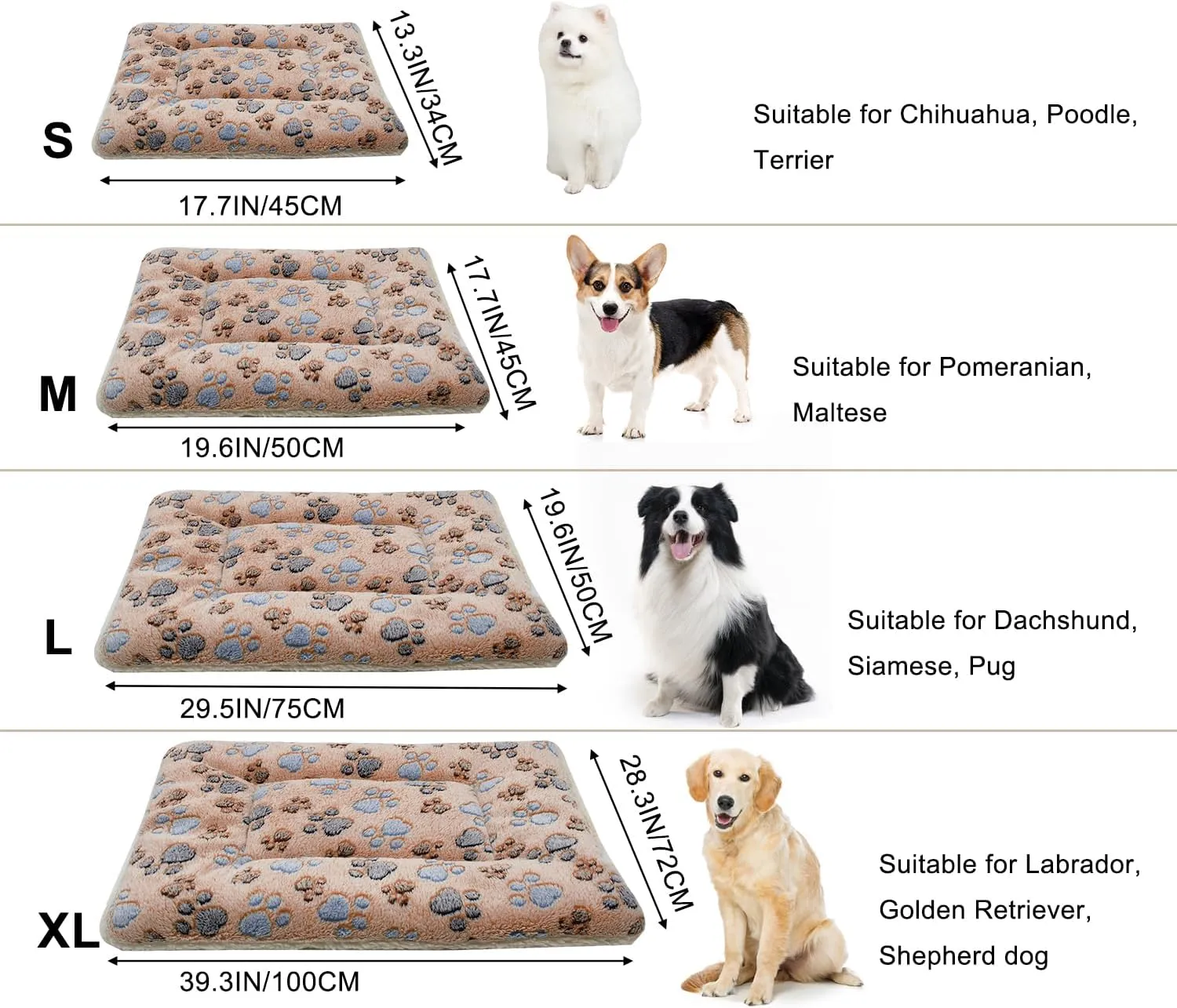 Cat Dog Bed Mat & Blanket, Reversible Pets Crate Pad Bed Mat and Ultra Soft Warm Fleece Calming Blanket for Small Puppy Kitty, Washable