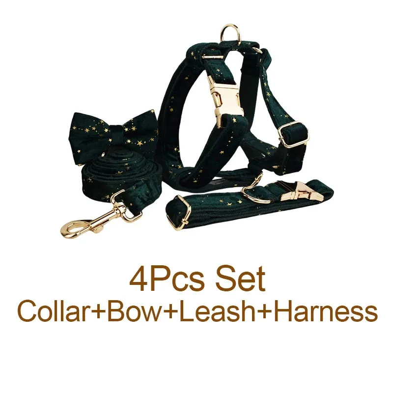 Celestial Elegance: Personalized Set; Bow, Collar, Harness, Leash