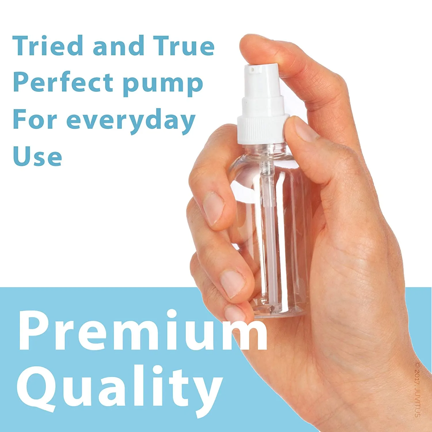 Clear Plastic PET Boston Round Bottle with White Treatment Pump (12 Pack)