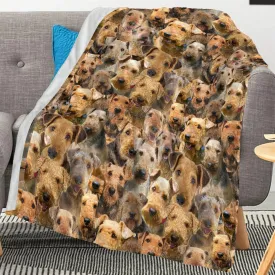 Cute Airedale Terrier Print Blanket - Dog Puppy Lovers Funny Animals Throw - Airedale Terrier Gifts for Dog Mom Pet Owner- Ultra Soft Light Flannel Dogs Blankets for Couch Bed Sofa Quilt
