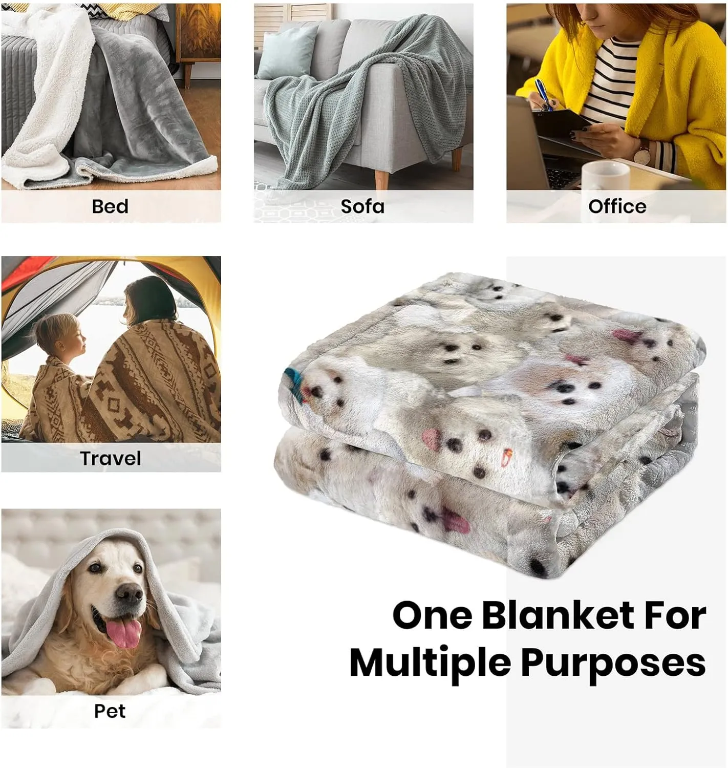 Cute Maltese Dog Blanket, Maltese Dog Mom GiftGifts for Maltese Dog Lovers Pet Owners, Funny Maltese Dog Full Face Blankets, Soft Fleece Throw Blanket for Couch Bed Sofa Living Room