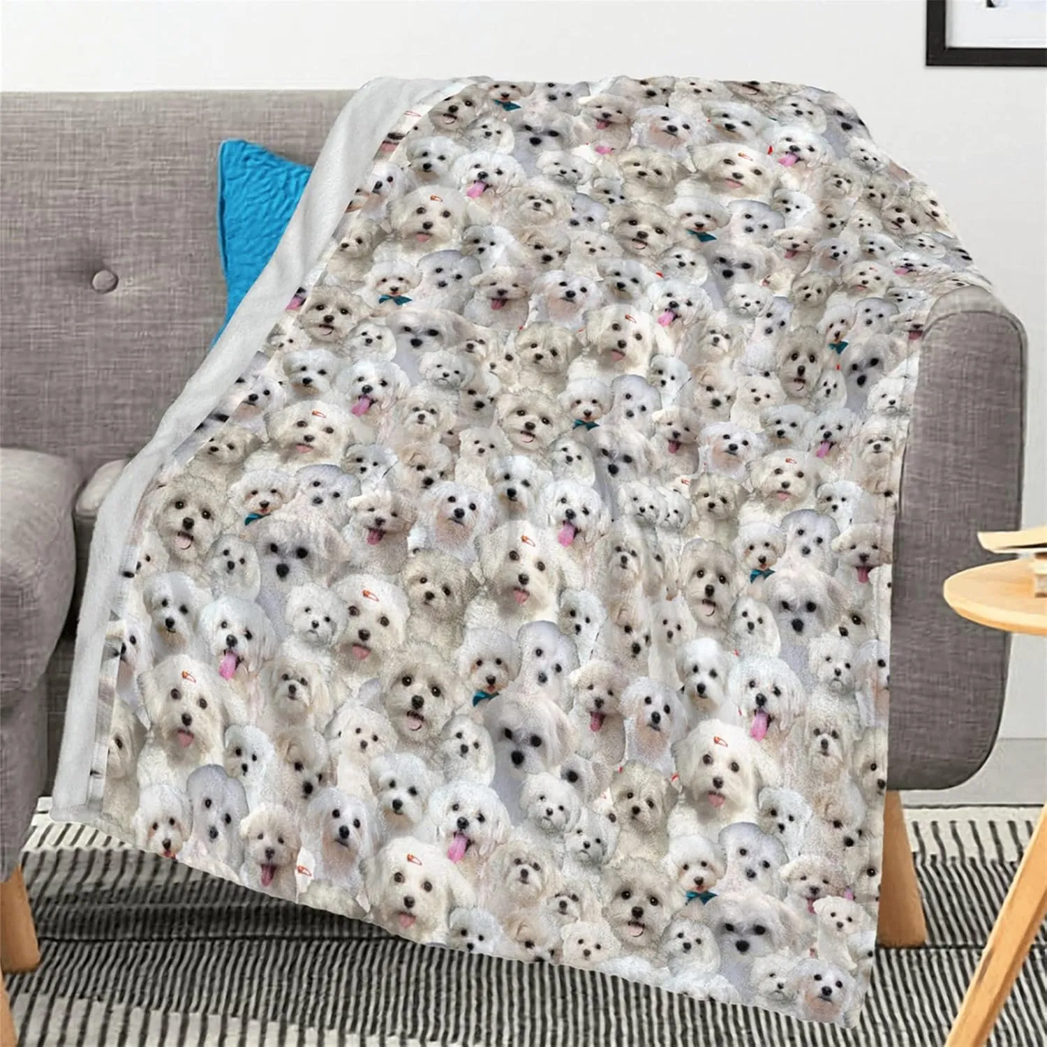 Cute Maltese Dog Blanket, Maltese Dog Mom GiftGifts for Maltese Dog Lovers Pet Owners, Funny Maltese Dog Full Face Blankets, Soft Fleece Throw Blanket for Couch Bed Sofa Living Room