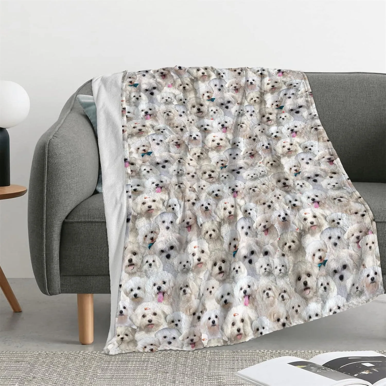 Cute Maltese Dog Blanket, Maltese Dog Mom GiftGifts for Maltese Dog Lovers Pet Owners, Funny Maltese Dog Full Face Blankets, Soft Fleece Throw Blanket for Couch Bed Sofa Living Room
