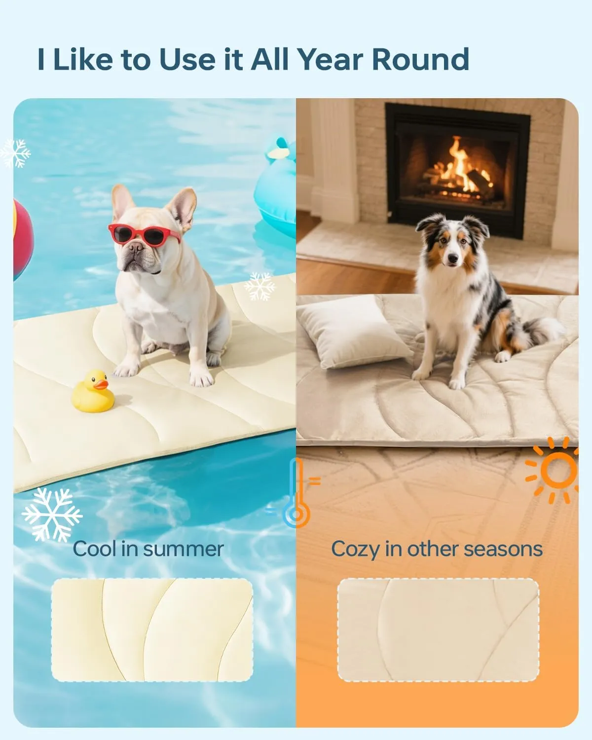 Dog Cooling Mat, 36" x 23" Reversible Self-Cooling Mat for Medium Dogs, Arc-Chill Cool Pad for Dogs and Cats Washable Summer (Beige, Large(48" x 28"))