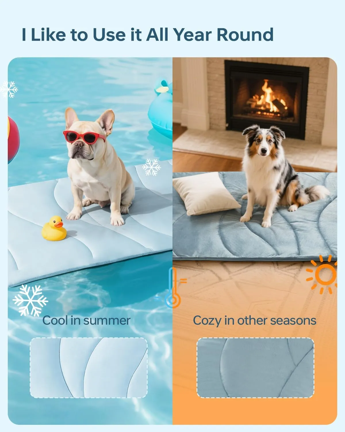 Dog Cooling Mat, 36" x 23" Reversible Self-Cooling Mat for Medium Dogs, Arc-Chill Cool Pad for Dogs and Cats Washable Summer (Blue, Medium(36" x 23"))