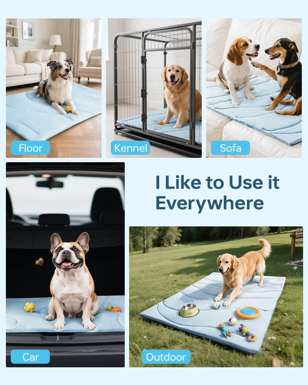 Dog Cooling Mat, 36" x 23" Reversible Self-Cooling Mat for Medium Dogs, Arc-Chill Cool Pad for Dogs and Cats Washable Summer (Blue, Medium(36" x 23"))