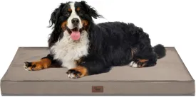 Dog Crate Bed Washable Dog Beds for Large Dogs, Big Waterproof Orthopedic Dog Bed with Egg Crate Foam Pet Bed Mat, Removable Oxford Cooling Cover, Khaki
