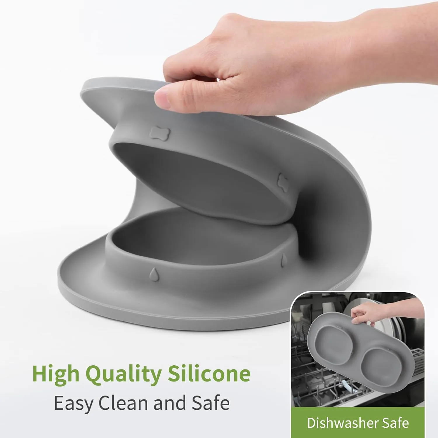 Dog Food Water Bowls for Puppy - Small Medium Dogs Feeder Bowl Mat No-Spill and Non-Skid Dog Dish Pet Feeding Station,Grey