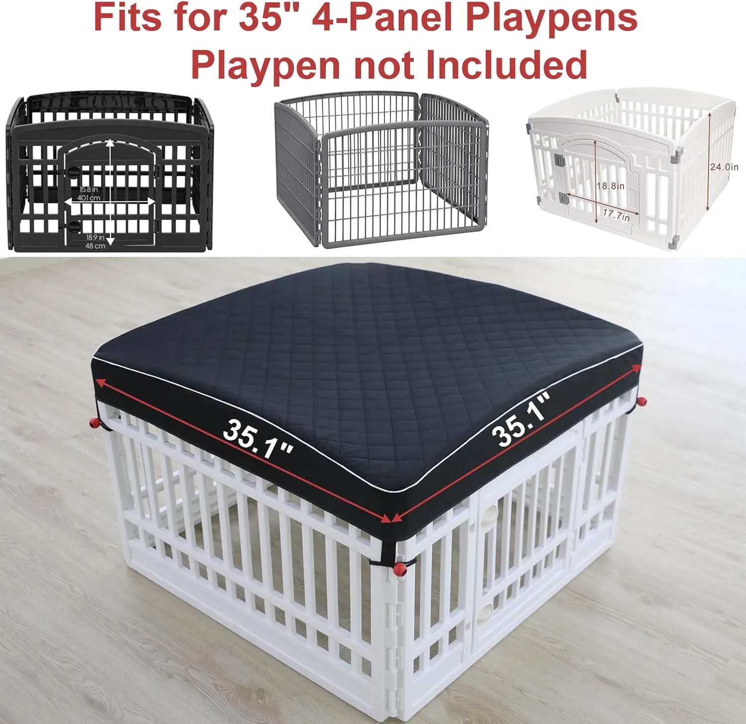 Dog Pen Cover Dog Playpen Cover for Pets,Provide Shade and Security for Indoor Outdoor Dog Pen,Pet Playpen Cover Fits 35 inch Playpen 4-Panels (Playpen Not Included!!!)
