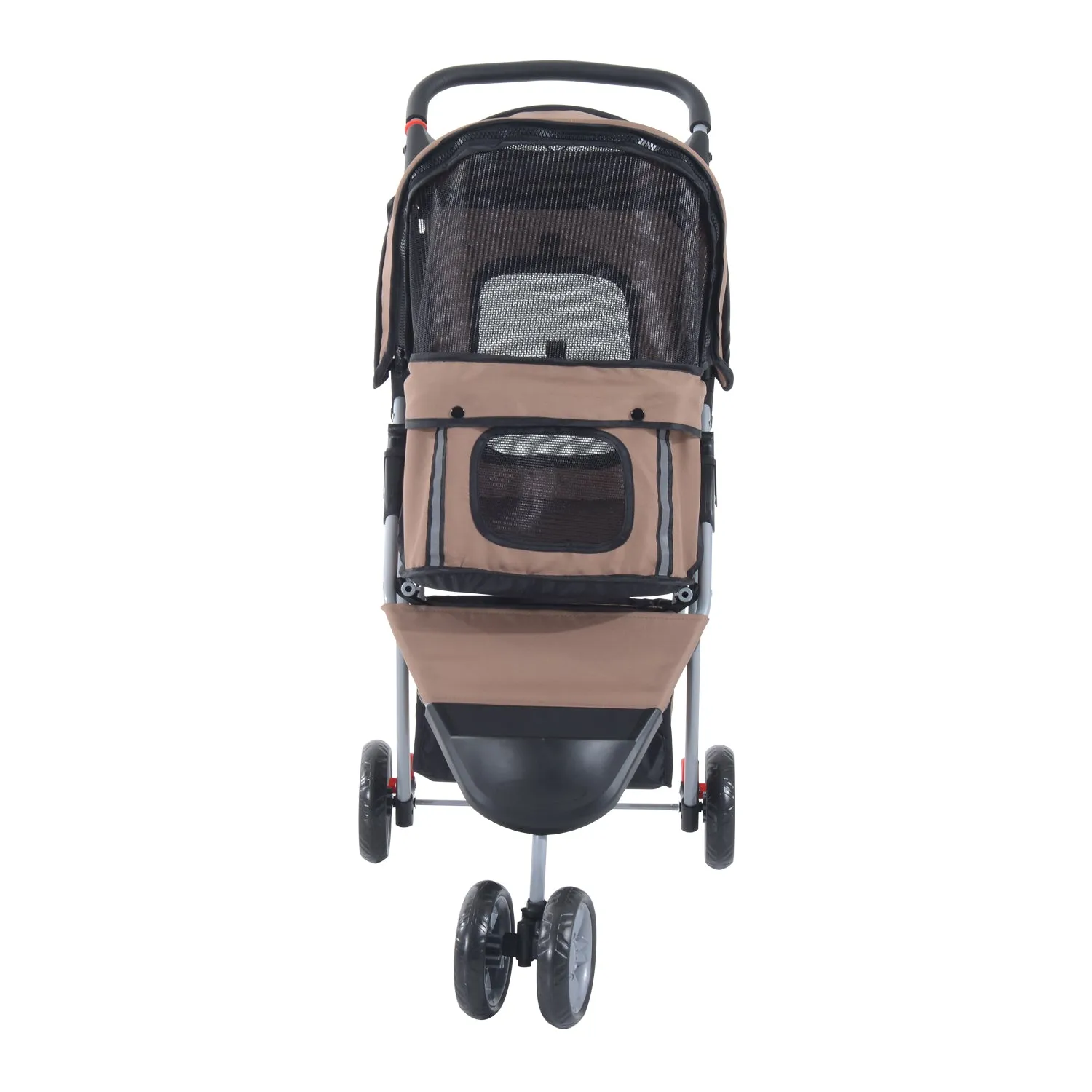 Dogs Oxford Cloth Three Wheel Pram Coffee - Suitable for Small Pets