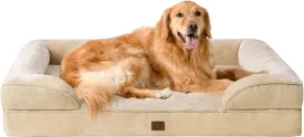 EHEYCIGA Orthopedic Dog Beds for Extra Large Dogs, Waterproof Memory Foam XL Pet Bed with Sides, Non-Slip Bottom and Egg-Crate Foam Big Dog Couch Bed with Washable Removable Cover, Greige