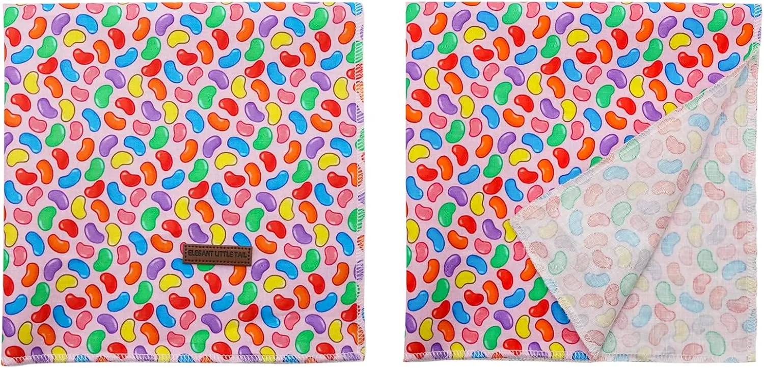 Elegant Little Tail Colorful Candy 1PC Washable Dog Bandana, Unisex Large Dog Scarf, Cotton, Seasonal Pattern, Durable, Tie Closure, 30" Neck, 21" Chest