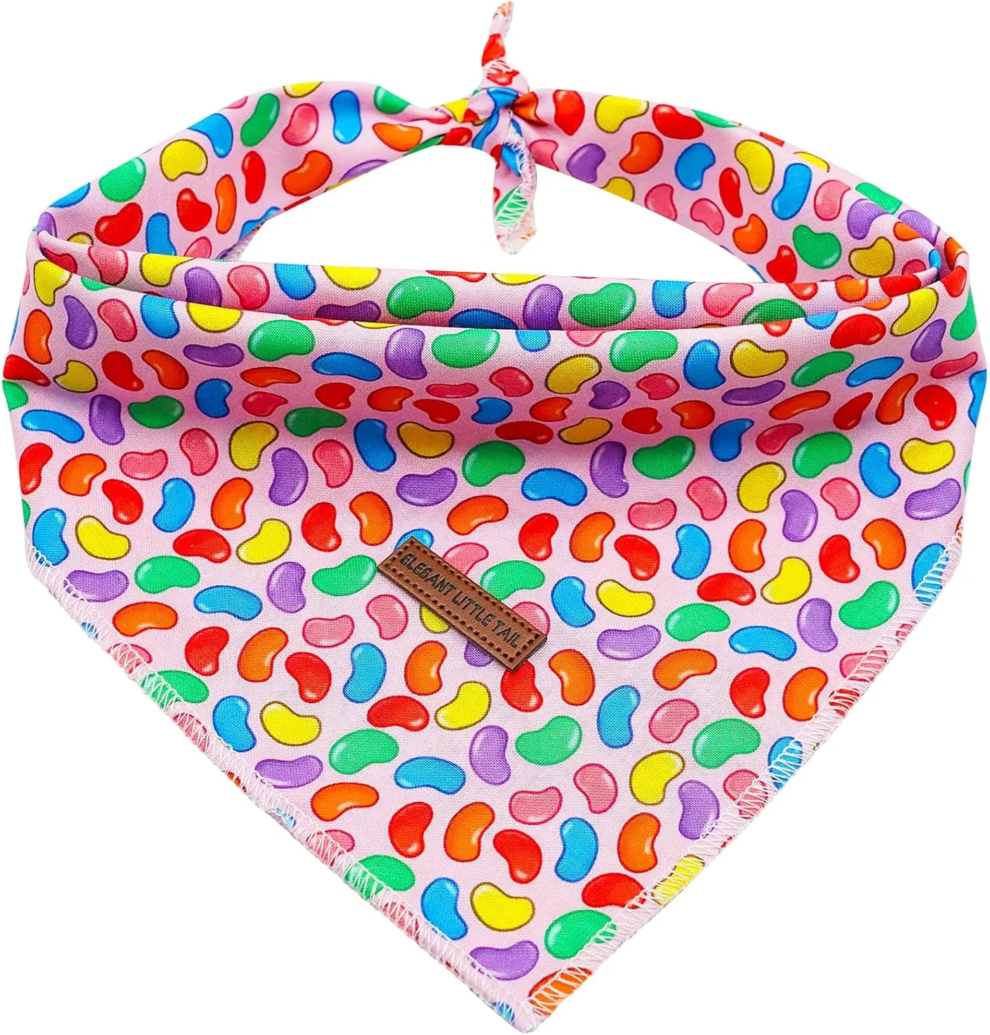 Elegant Little Tail Colorful Candy 1PC Washable Dog Bandana, Unisex Large Dog Scarf, Cotton, Seasonal Pattern, Durable, Tie Closure, 30" Neck, 21" Chest