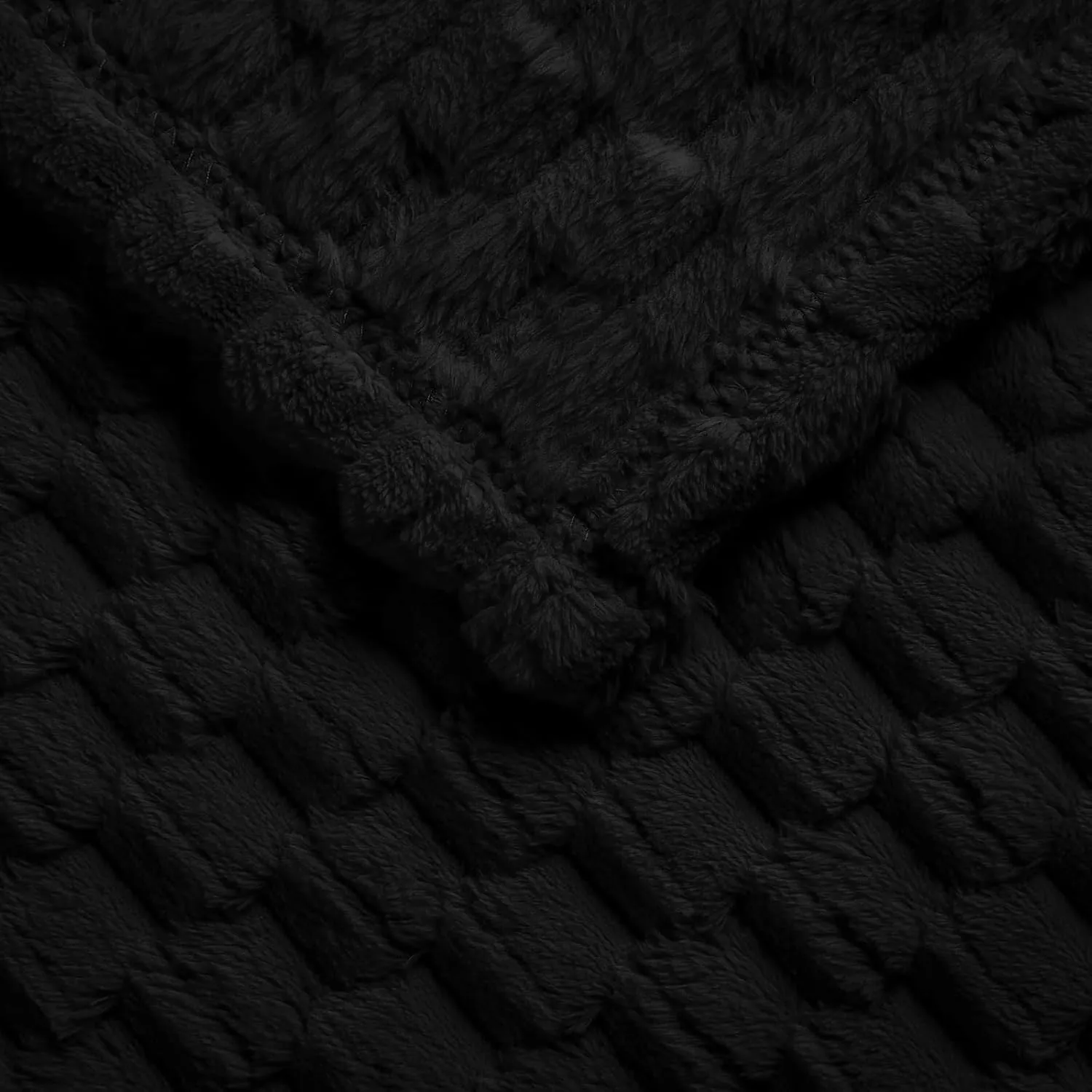 Excervent Flannel Fleece Throw Blanket (50x70 inches), Hexagon Jacquard Decorative Fuzzy Blankets for Household, Camping, and Travel, Super Soft Cozy, Suitable for All Seasons, Black