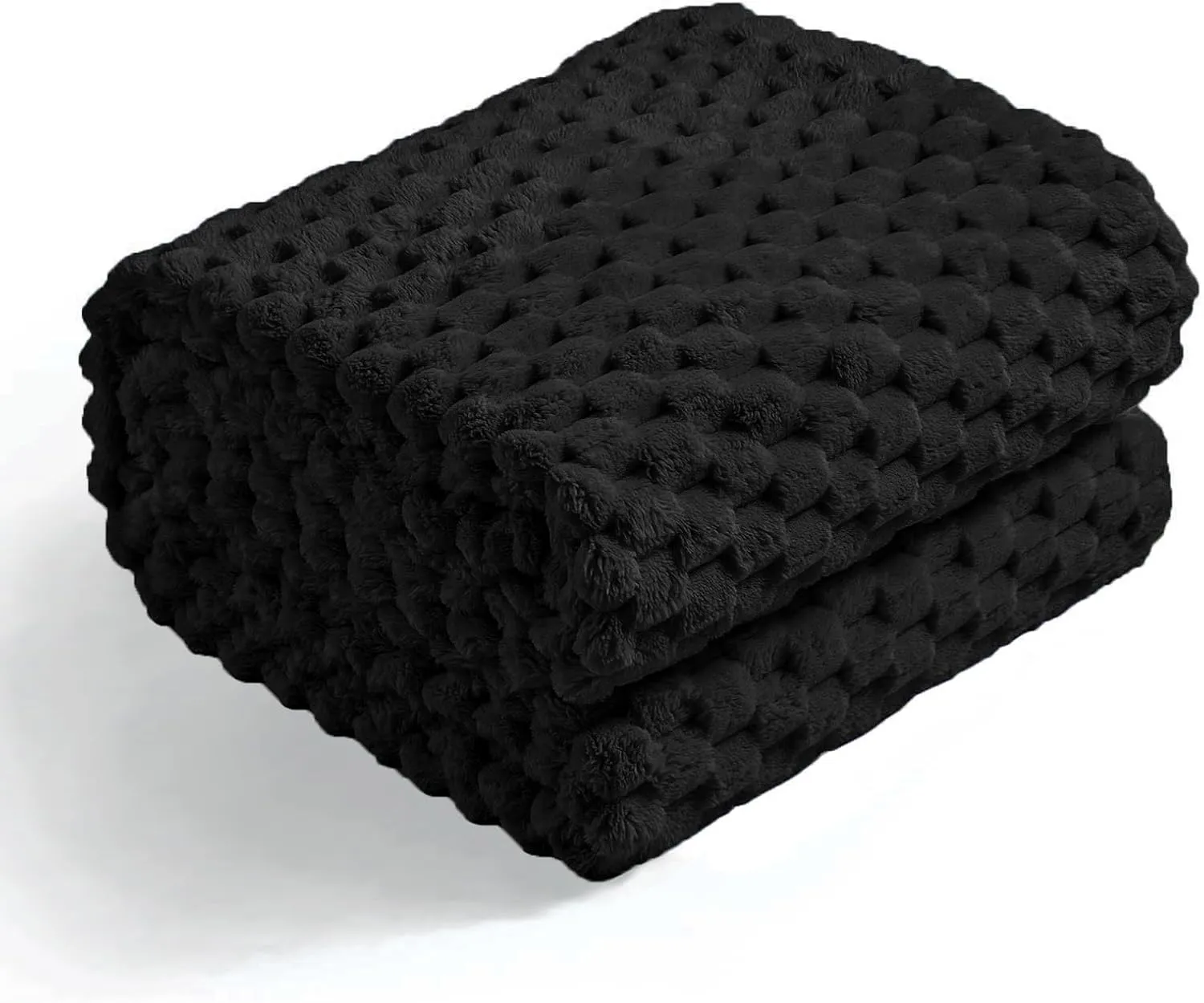 Excervent Flannel Fleece Throw Blanket (50x70 inches), Hexagon Jacquard Decorative Fuzzy Blankets for Household, Camping, and Travel, Super Soft Cozy, Suitable for All Seasons, Black