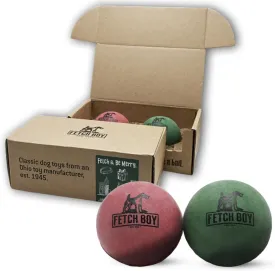 Fetch Boy The O.G. of Bounce Rubber Dog Ball, Christmas Dog Toy, Made in USA, 2.5 inches, Fetching Breeds, Xmas Dog Gift, 2 Pack Holiday Box