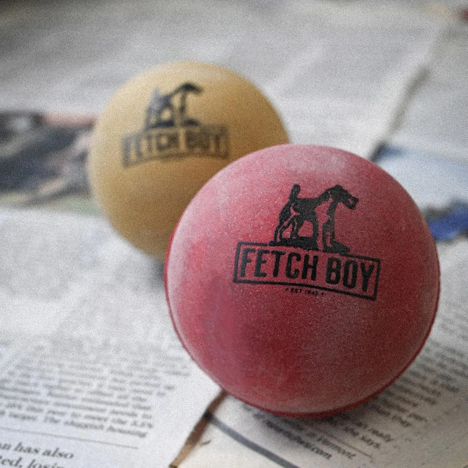 Fetch Boy The O.G. of Bounce Solid Sponge Rubber Dog Ball, Made in USA, 2.5 inches, Medium Breeds That Fetch, 2 Pack Gift Box