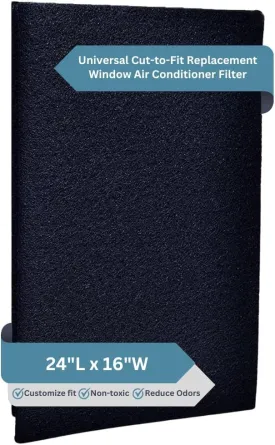 FreshHeadquarters 2416in CuttoFit AC& Furnace Filter  ActivatedCarbon Pad Removes Dust, Pollen, Pet Odors & VOCs  Universal Window/Unit Size  MadeinUSA