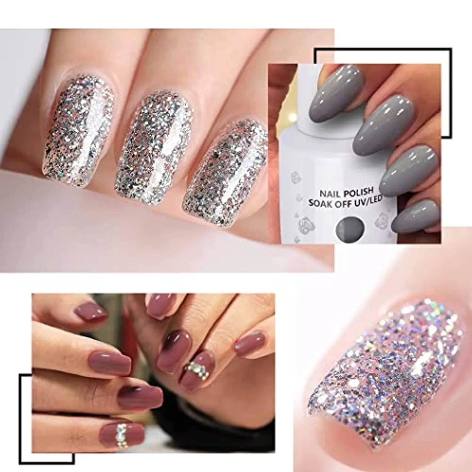 Gel Nail Polish Kit, 6 Colors Gel Nail Polish Starter Set with 36W LED Nail Dryer Lamp and Base Top Coat Home DIY Beginner Kit (Colourful)