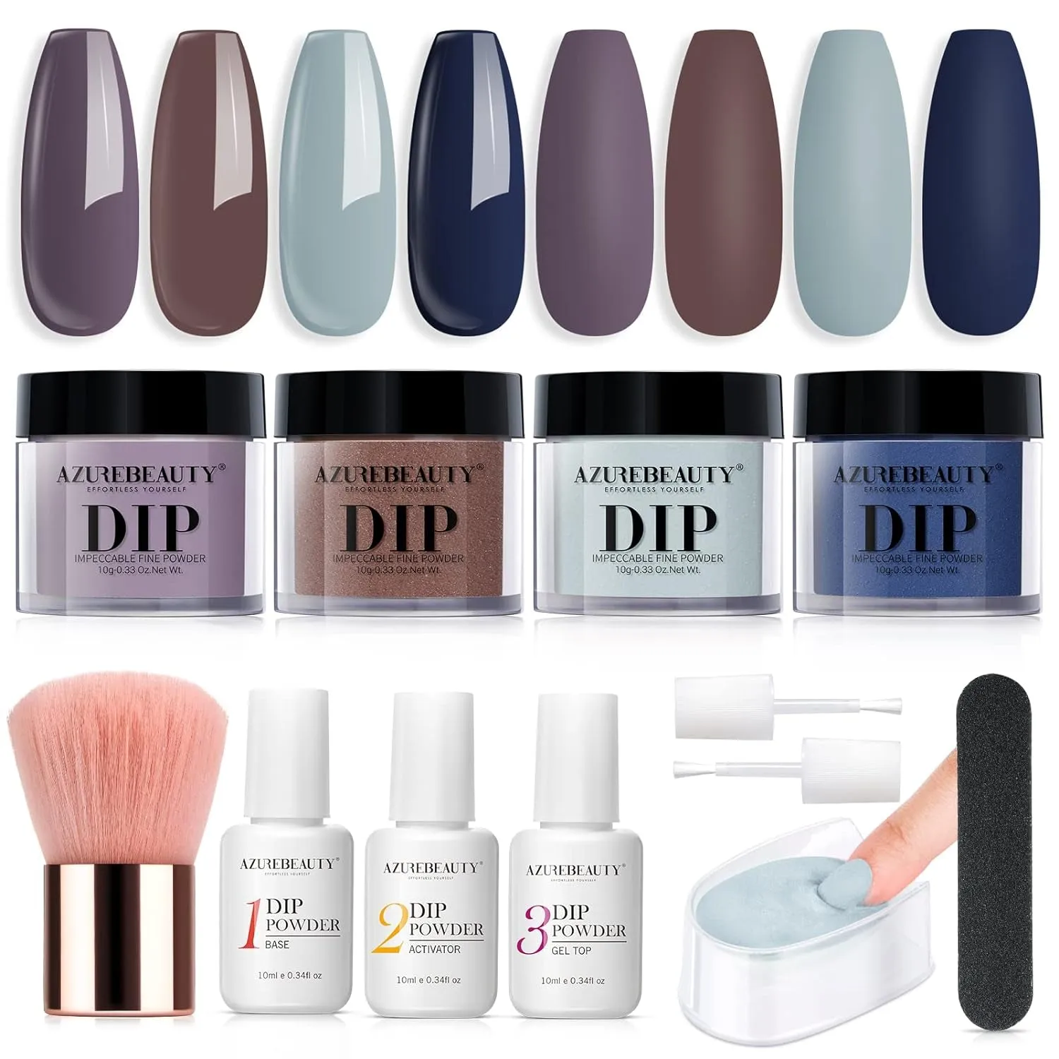 Gentle Nude Pink Dip Powder Nail Art Kit - 4 Colors, Base & Top Coat for DIY & Salon Manicures