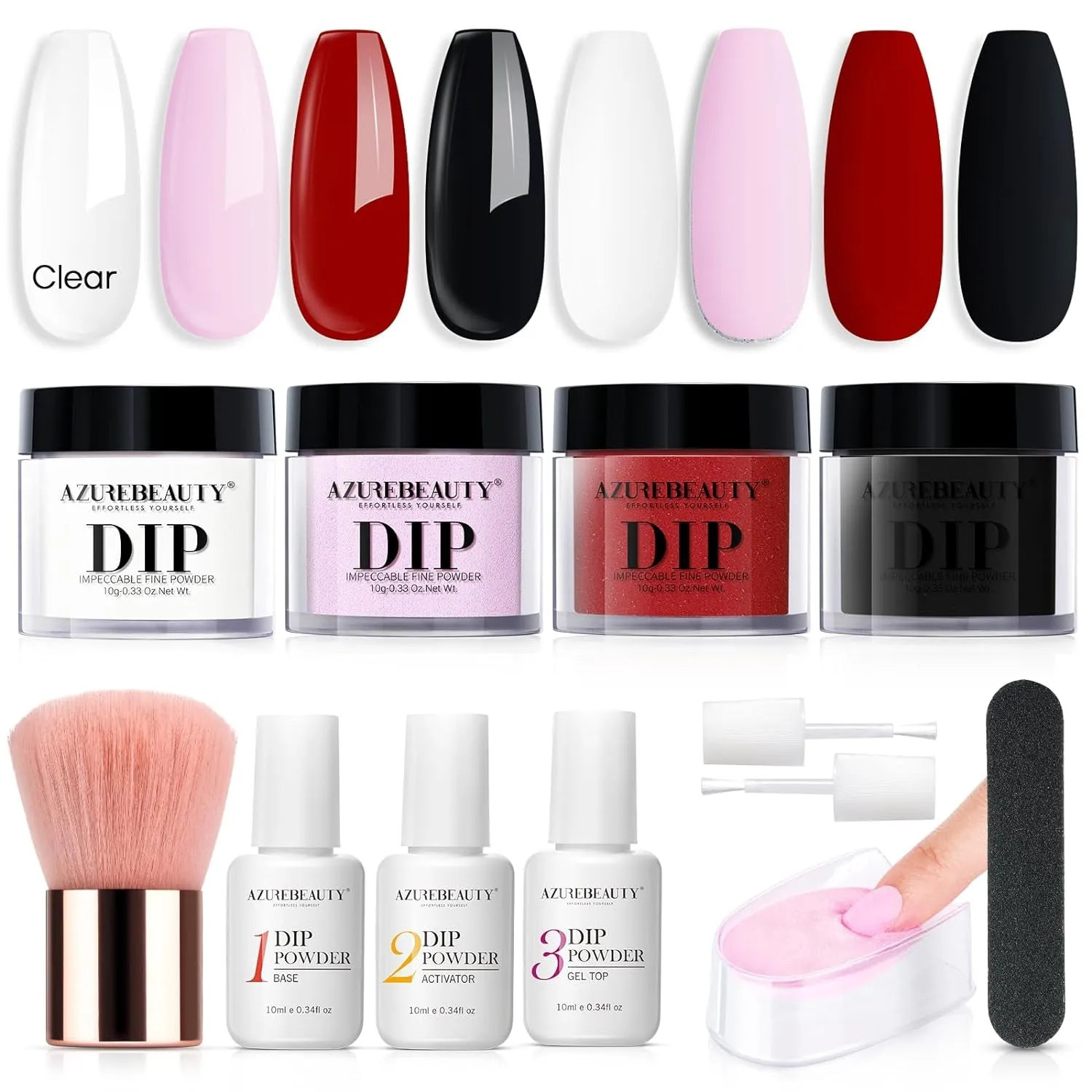 Gentle Nude Pink Dip Powder Nail Art Kit - 4 Colors, Base & Top Coat for DIY & Salon Manicures