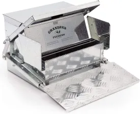 Grandpa's Feeders Automatic Chicken Feeder - Sturdy Galvanized Steel Poultry Feeders - No Spill with Weatherproof Lid - Standard Size for 6-12 Chickens 10 Days (20lb Feed)