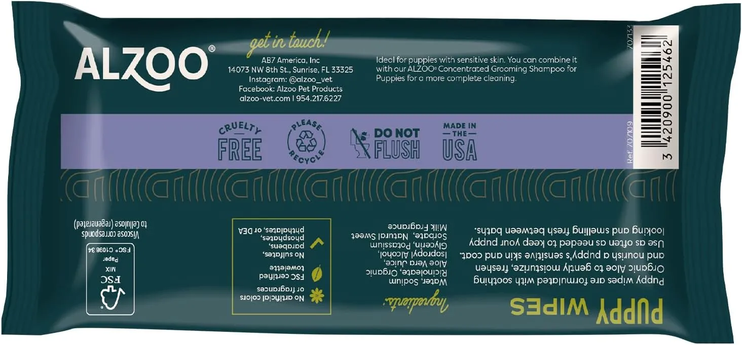 Grooming Wipes for Puppies, 100% Plant-Based Active Ingredients, 100 Count