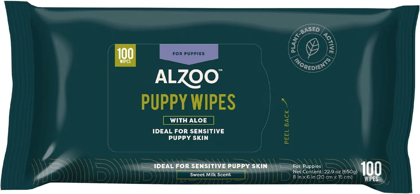 Grooming Wipes for Puppies, 100% Plant-Based Active Ingredients, 100 Count