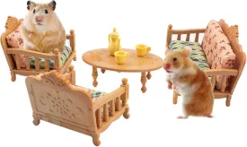 Hamster Mini Sofa Toy, Small Animal Habitat Decor Guinea Pig Furniture Toys Hamster Cage Accessories Including Couch and Teatable Coffee Cups, Habitat Accessories for Rat Dwarf