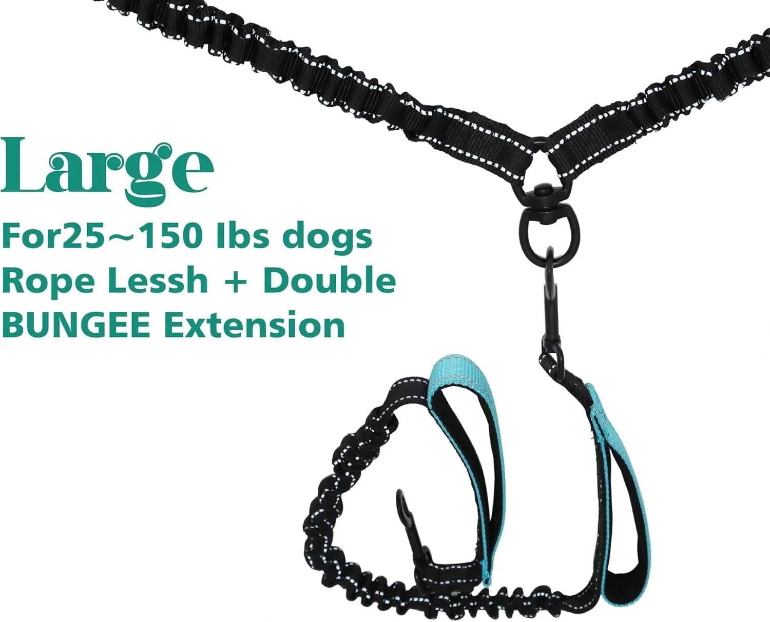 Hands Free Dog Leash, Double Leash for Running Comfortable Walking Jogging Training Hiking, Long Padded No Tangle 360 Swivel Clasp Adjustable Dual Lead Leashes, Grey