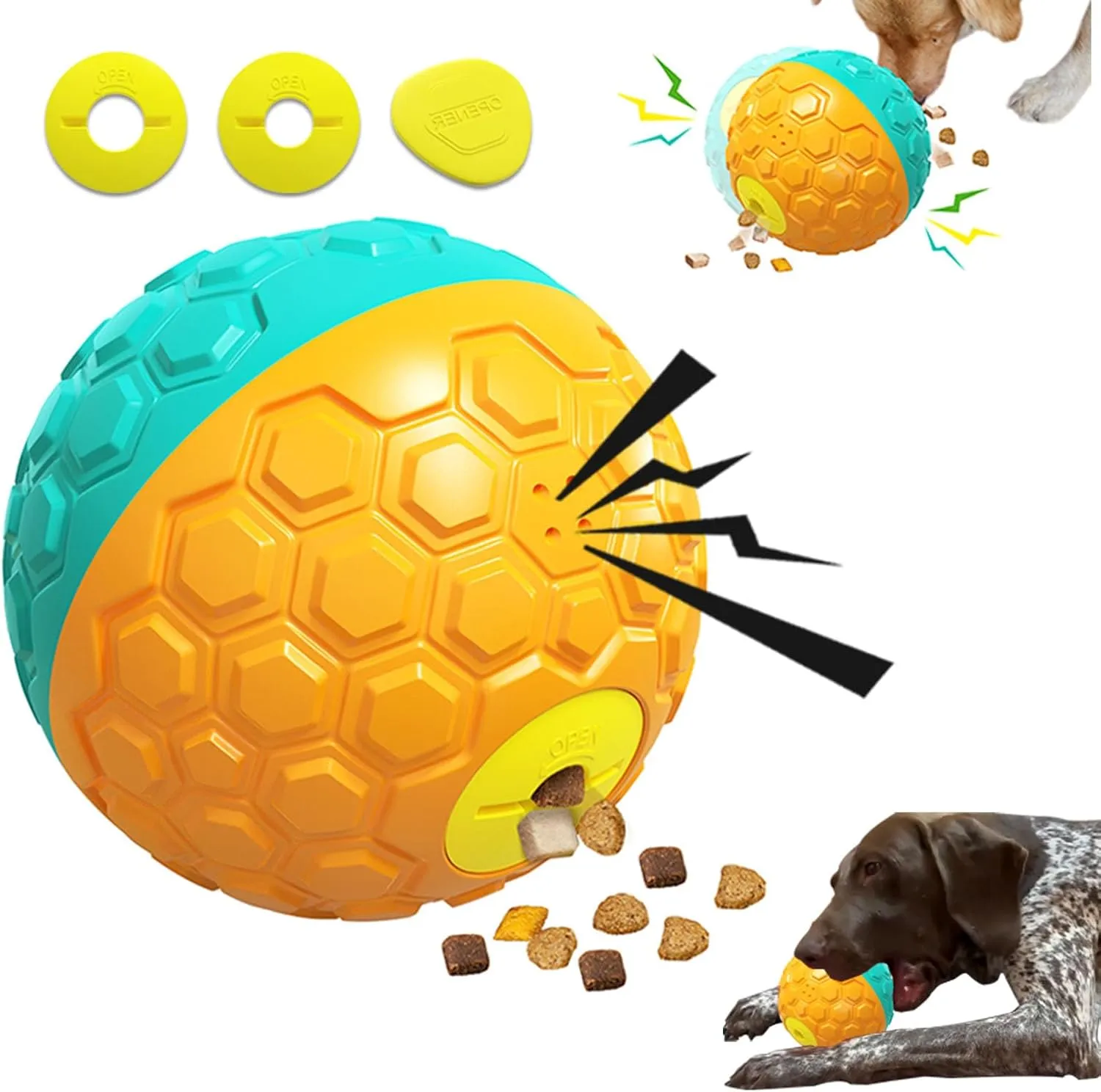 Interactive Food Toy for Dog,5.8" Dog Ball Toy That Hold Treat, Durable Dog Treat Toy, Dog Stimulation Toys for Large Dogs, Ball Feeders for Aggressive Chewer-Blue-Orange (Blue-Orange)