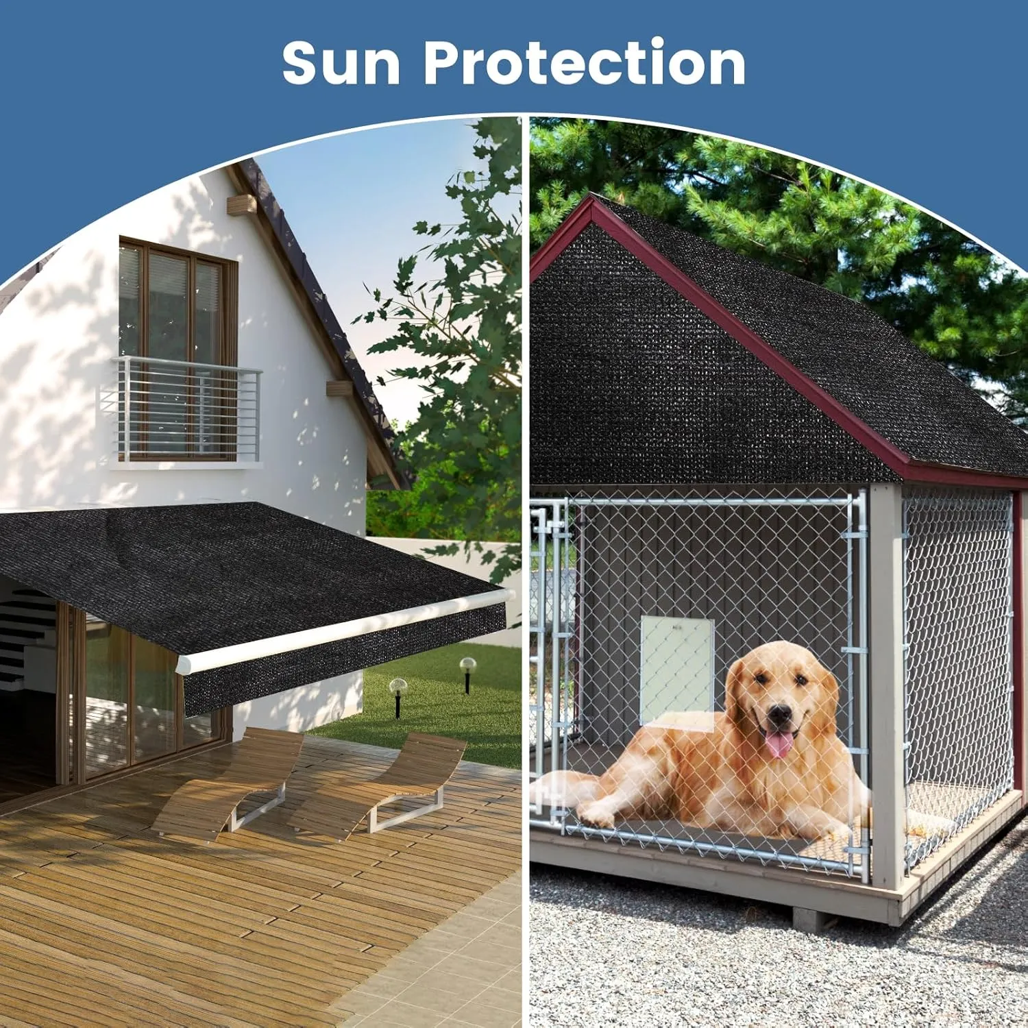 Knitted Shade Cloth 6ft x 12ft 85% Sunblock Kennel Shade Cover with Grommets Black (Excludes Kennel) - PS0612BLKX1