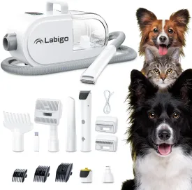 LABIGO Dog Hair Vacuum, Dryer & Clipper 3 in 1 Kit - Pet Grooming Set with Pet Clipper Nail Grinder, Adjustable Speed and Temperature, 8 Tools Included, 2.7L Dust Cup
